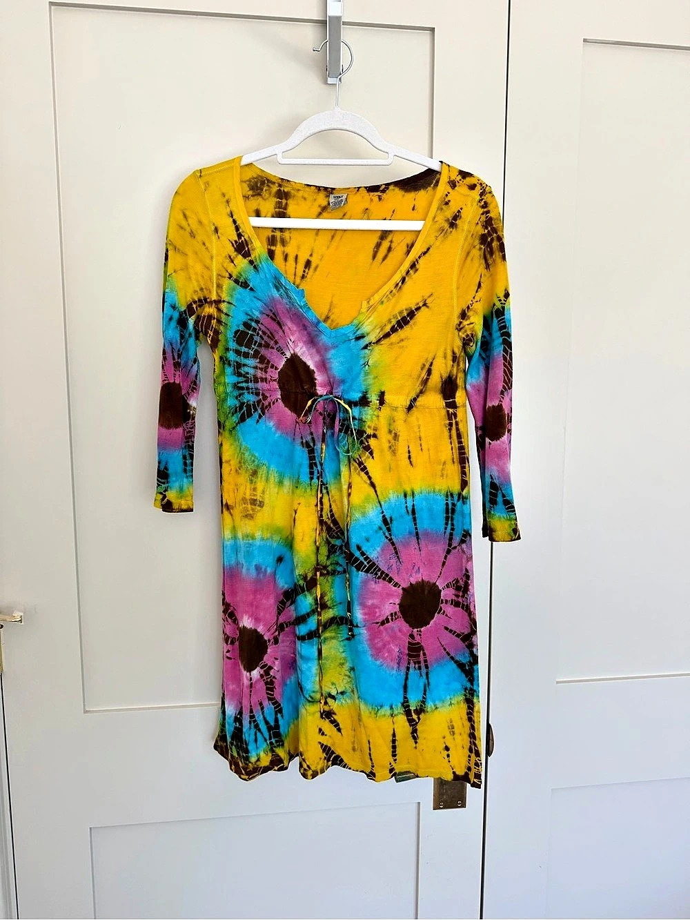 Lucky Brand Tie-Dye Mini Dress in Yellow & Blue Like New